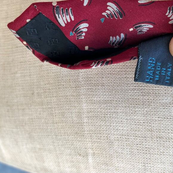 Vintage Fendi Silk tie in Maroon Abstract Pattern Menswear Dandy - Picture 5 of 8